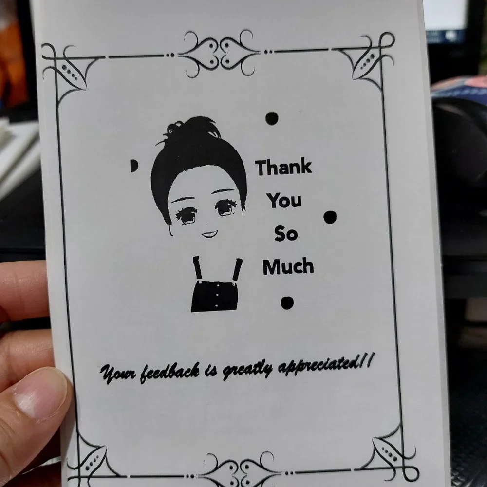 Black White Thermal Label Thank You Labels With DIY Cute Image Touch Ups Sticker